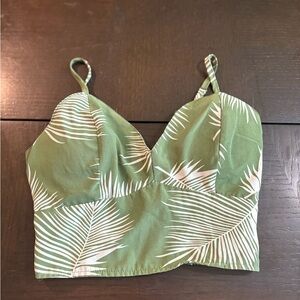 Green Palm Print Women's Top